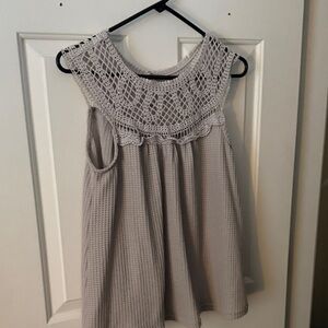 Gray Crochet Detail Tank Top